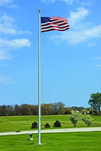American Patriot Flag Set: Easy Install 20ft Aluminum Pole - Silver