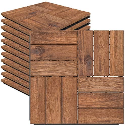Sustainable Acacia Wood Outdoor Deck Tiles: Interlocking Eco-Flooring