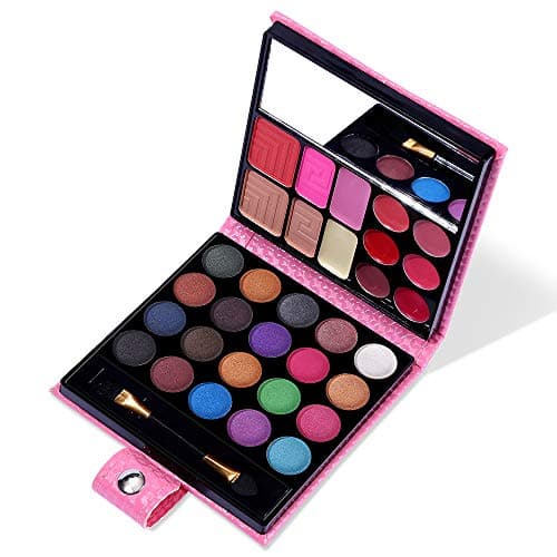 Ultimate Glam Makeup Kit: 25 Shadows, 6 Glosses, Blush, Powder