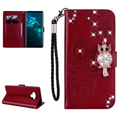 Amocase Red Brown Wallet Phone Case for Galaxy Note 9